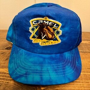 Vintage 80s Camel Cigarettes Smooth Character Nylon Snapback Trucker Hat Cap